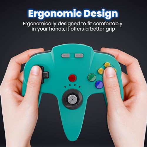 2 Pack Wireless N64 Controller for Switch 1 & 2, N64 Console, Cyan/Gunmetal | (Built-in Vibration) (Rechargeable) (3D Analog Stick), 2.4 GHz USB & N64 Receiver Made for Switch Online, Windows PC, macOS - color: Two Pack Gunmetal Grey/Cyan