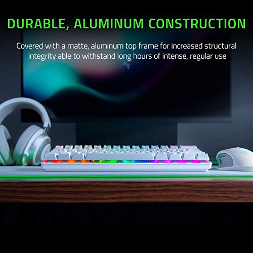 Razer Huntsman Mini 60% Gaming Keyboard: Linear Optical Switches - Aluminum Top Frame - Chroma RGB Lighting - PBT Keycaps - Onboard Memory - Snap Tap - White - color: Mercury White