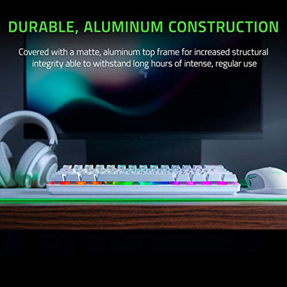 Razer Huntsman Mini 60% Gaming Keyboard: Linear Optical Switches - Aluminum Top Frame - Chroma RGB Lighting - PBT Keycaps - Onboard Memory - Snap Tap - White - color: Mercury White