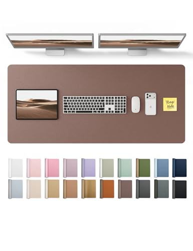 YSAGi Leather Desk Protector, Office Mat, Large Mouse Mat, Non-Slip PU Leather Blotter, Laptop Desk, Waterproof Writing Pad for Office and Home (Chocolate, 47" x 17") - color: Chocolate, size: 47" x 17"