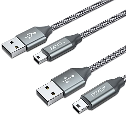 JXMOX Mini USB Cable, (3.3ft 2 Pack) USB 2.0 Type A Male to Mini B Charging Cord Compatible with Hero 3+, PS3 Controller, Digital Camera, Dash Cam, MP3 Player, Garmin Nuvi GPS, GPS Receiver - size: 3.3ft