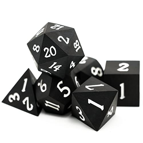 Ebony Wood DND Dice Set Wooden Polyhedral Dice Set for Tabletop Game | Iron Box, DM Gift, for Dungeons and Dragons Role Playing Games - color: Ebony Wood