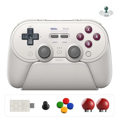 8BitDo Pro 3 Bluetooth Controller for Switch/Switch 2,Windows,TMR Joysticks | Programmable Pro Back Buttons&R4/L4 Bumpers,Hall/Tactile Triggers,Swappable ABXY Buttons,for Apple,SteamOS,Android,G Classic - color: G Classic