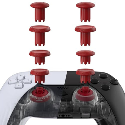eXtremeRate ThumbsGear V3 Interchangeable Ergonomic Thumbsticks for PS5 Controller, Replacement Analog Thumb Sticks for PS4 Controller - Carmine Red 4 Height Adjustable Convex, Concave Grip Joysticks - color: Carmine Red
