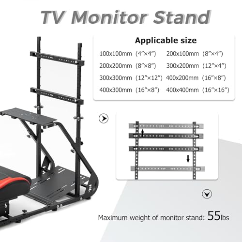 Hottoby Racing Simulator Cockpit Monitor Mount Fit for Logitech G25 G27 G923,for Thrustmaster T128X T248 T300 T458,for Fanatec,for One,for PC,NO Steering Wheel Sift Lever Pedals Seat and Race Frame