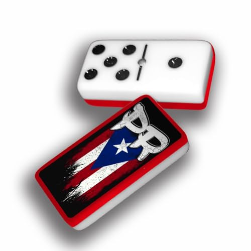 Dominos Set for Adults – Professional Double 9 Cuban Dominoes Set, Classic Travel Board Game with Wood Case Juegos de Mesa (Puerto Rico Flag) - color: Puerto Rico Flag