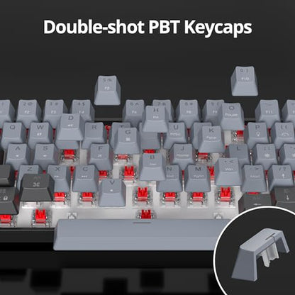 60% Mechanical Keyboard Black and Grey, Compact Gaming RGB Backlit, 61 Keys Mini, USB Wired for Windows Mac Laptop PC (61 Dolch/Red Switches) - color: 61 Dolch/Red Switch