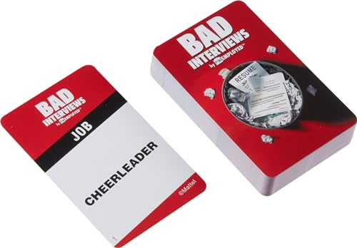 Mattel Games Bad Interviews by Funemployed Party Game, Game Night for 3 or More Players, Hilarious Quick-Thinking Interview Card Game