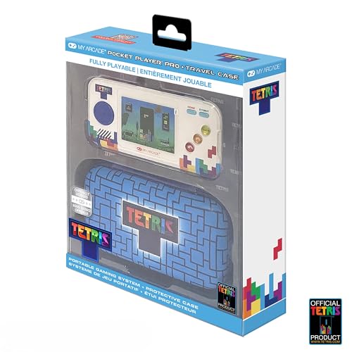 My Arcade Tetris Pocket Player Bundle: Officially Licensed, Portable Gaming Console, Puzzle Games,Travel Case and Screen Protector Included