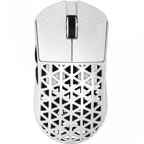 ATTACK SHARK R5Ultra 8K Carbon Fiber Wireless Gaming Mouse, White&Tape | 42K DPI,PAW3950 MAX Sensor,39g Ultra-Lightweight,Nordic 52840 MCU Chip,Wired/BT/2.4GHz Wireless Programmable Mouse for PC/Mac - color: White&Griptape