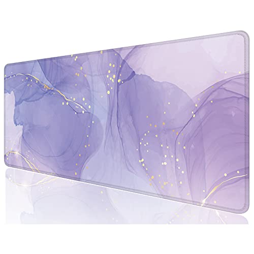 Desk Mat, 32" x 12" XXL Extended Large Gaming Mouse Pad, Desktop Decor Desk Pad, Cute Men Women Office Supplies and Accessories, XL Mouse Mat for Laptop & Keyboard, Minimalism Purple Marble - color: Minimalism Purple Marble, size: 32L x 12W inches