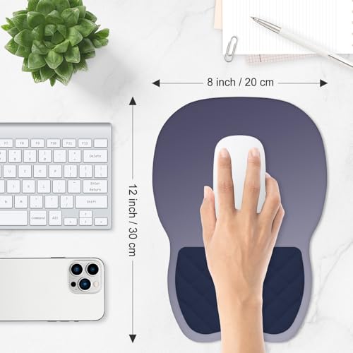 ITNRSIIET Ergonomic Mouse Pad Wrist Support with Memory Foam Massage Bulge & Non-Slip PU Base, Carpal Tunnel Pain Relief, Prevent Wrist Sweating, 12 x 8 x 1.2 inch, Gray Blue Gradient - color: Gray Blue Gradient