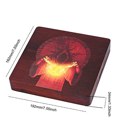 UDIXI 2 in 1 DND Dice Tray, Bamboo Dice Box for D&D RPG Tabletop Games | Magnetic Lid, Wizard Pattern, Storage Box, Holds 6 Sets of Polyhedral Dice, for Dungeons and Dragons Role Playing Games - color: Square-wizard