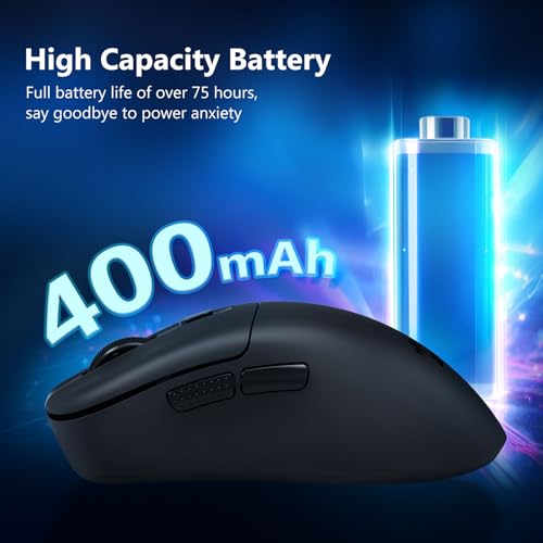 Redragon Wireless Gaming Mouse, 58g Lightweight, Black | 12,000 DPI, Tri-Mode 2.4G/Bluetooth/USB-C, PAW3311 Sensor, 75Hr Battery Mice with 6 Programmable Buttons for PC/Mac