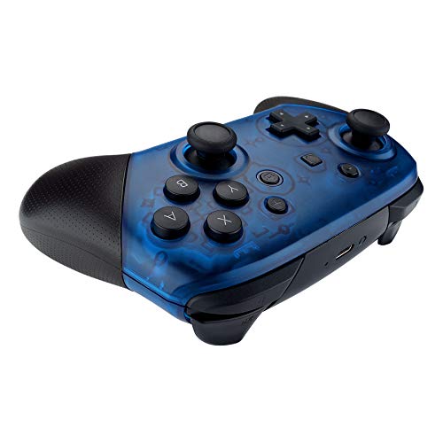 eXtremeRate Transparent Blue Faceplate and Backplate for Nintendo Switch Pro Controller, DIY Replacement Shell Housing Case for Nintendo Switch Pro - Controller NOT Included - color: Clear Blue