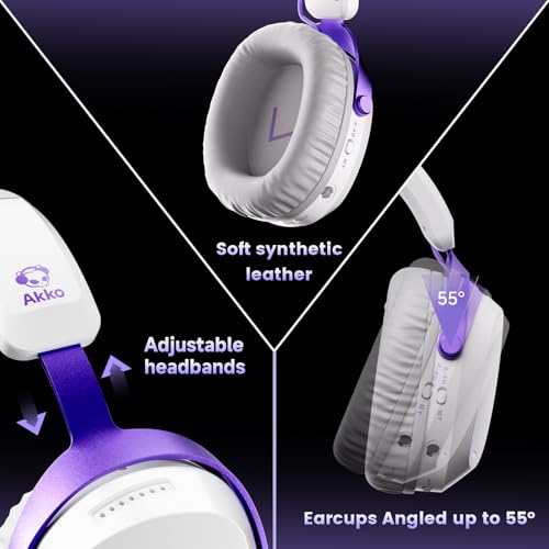 Akko GH300 Wireless Gaming Headphone, Quad-Mode Connectivity White Headset with 50mm Drivers, Virtual 7.1 Surround Sound, Noise Cancelling Mic, RGB Lights Compatible with Laptop, Desktops - color: White