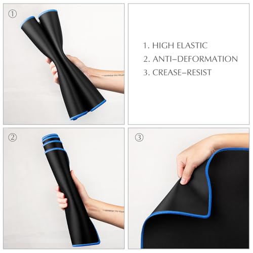 JIALONG Large Gaming Mouse Pad, Extended Mousepad with Blue Stitched Edges, XXL Desk Mat, Big Computer Keyboard Mat for Gaming and Office, 35.4 x 15.7 inches - color: Blue Stitched Edges
