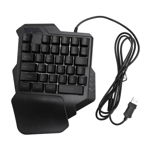 One Handed Gaming Keyboard, 35 Keys RGB Backlight Ergonomic Mini Gaming Keypad, PC Accessory with Wrist Rest, Ideal for 8, 7, Vista, ME, OS X