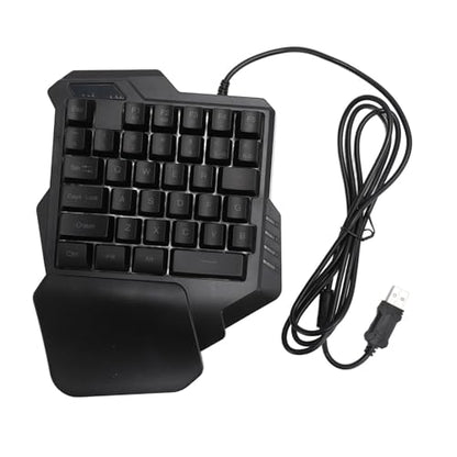 One Handed Gaming Keyboard, 35 Keys RGB Backlight Ergonomic Mini Gaming Keypad, PC Accessory with Wrist Rest, Ideal for 8, 7, Vista, ME, OS X