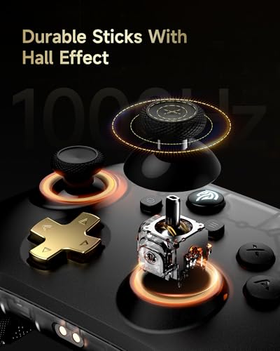 EasySMX D05 Wireless PC Controller with Charging Dock,Black | Hall Joystick, RGB, 1000Hz Polling Rate, Custom Back Buttons,2.4G&Bluetooth & Wired,for PC, Android, Switch and iOS. - color: black gold