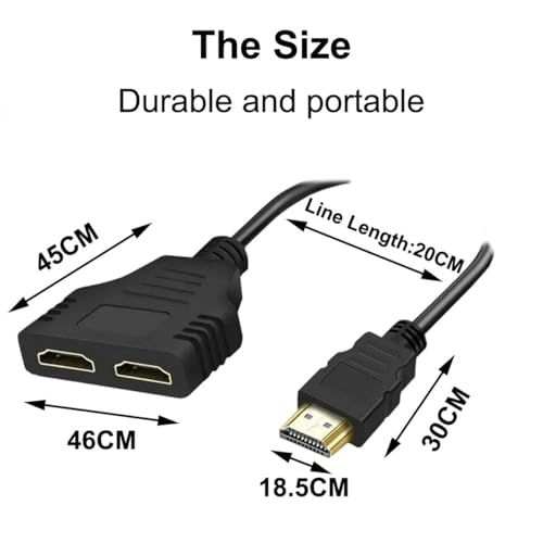 HDMI Splitter 1x2 1080P HDCP 1.4 Compatible with Dual Monitors/TVs/PS5/Xbox - 1 in 2 Out HDMI Duplicator for Mirror Mode, Extended Desktop (2-Pack Black Adapter Cable)