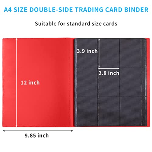Upgraded 9 Pockets Trading Card Collection Binder, 360 Book Holder Album for Yugioh, MTG, TCG, Magic, Sports Cards - Red - color: Red