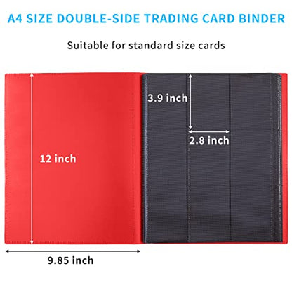 Upgraded 9 Pockets Trading Card Collection Binder, 360 Book Holder Album for Yugioh, MTG, TCG, Magic, Sports Cards - Red - color: Red