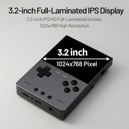 TRIMUI Brick Hammer Retro Handheld Game Console – Metal CNC Aluminum Alloy Body, 3.2" IPS Screen, 8GB Storage, Expandable to 1TB, Built-in 3000mAh Battery - style: Grey-64G