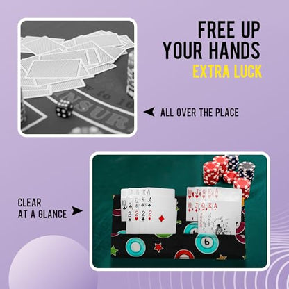 Hands-Free Folding Playing Card Holder for Bingo,Canasta, Family Game Night Accessory for Adult,Pull Tabs Card Holders for Canasta Poker Bridge Cards (Print)