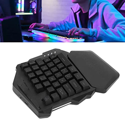One Handed RGB Mechanical Gaming Keyboard, 35 Keys Type C Professional Gaming Keypad, 2.4G Wire Less RGB Lighting ABS 35 Keys Gaming Keyboard Ergonomic for Computer, 2000mAh