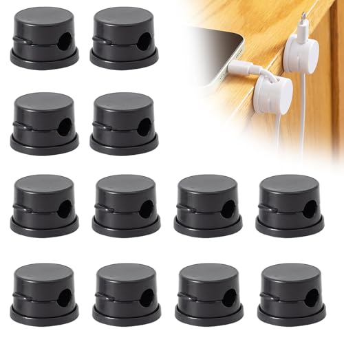 Cord Organizer Holder, Cable Management Cord Holder Organizer, Under Desk Cord Hider, for Home Office Desk Phone Car Wall Desktop Nightstand (Black-12PCS) - color: Black-12PCS