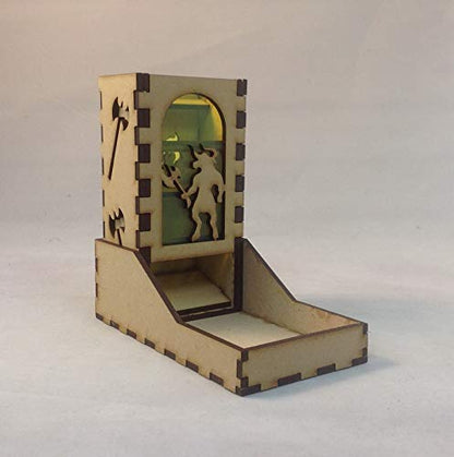 Minotaur Mini Dice Tower v1 Neon Green Acrylic Window Laser Cut MDF Unique Gift