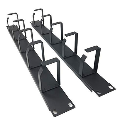 2 Pcs 1U 19" Rack Mount Cable Management Organizer 5 D-Ring | Metal Server Rack Cable Manager Wire Management System (5R2PC)