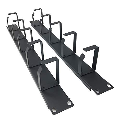 2 Pcs 1U 19" Rack Mount Cable Management Organizer 5 D-Ring | Metal Server Rack Cable Manager Wire Management System (5R2PC)