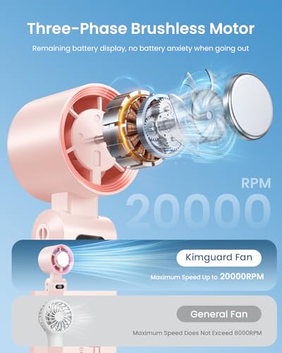 2 Pack Handheld Portable Turbo Fan with Ice Cooler, Speed (1-199) 5500mAh*2 Rechargeable Personal Fan,[20H Cooling Time] Mini Yet Powerful, Small Pocket Fans for Travel/Outdoor/Office, Pink - color: 2 Pack Pink