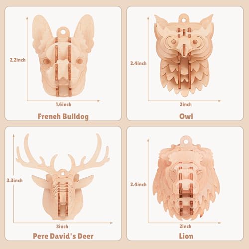 3D Wooden Puzzles for Kids, 8 Pcs Animal Assembly Model Wood Arts and Craft Puzzles Set, No-Glue DIY Delicate Pendant STEM Toys for Boys Girls Ages 6+, Educational Birthday Gift, Party Favors - style: 3D-Birds