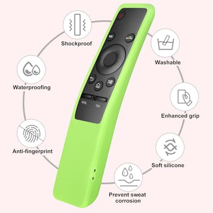 (2 Pack) Cover for Samsung Remote Silicone Protective Case Compatible with Samsung TV Remote Control Cover BN59 Series Glow in The Dark Remote Skin Sleeve - color: Glow blue & Glow green