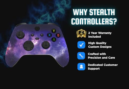 Stealth Controllers Wireless Controller for Xbox Series S, Xbox Series X, Xbox One - Soft Touch Feel - Custom Series S/X Controller (Purple Galaxy) - color: Purple Galaxy