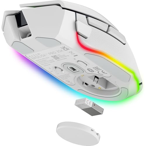 Razer Basilisk V3 Pro 35K Wireless Gaming Mouse, 140 Hr Battery, White | HyperScroll Tilt Wheel, 35K DPI Optical Sensor Gen 2, 13 Customizable Controls, Chroma RGB, Optical Switches Gen 3 - color: White