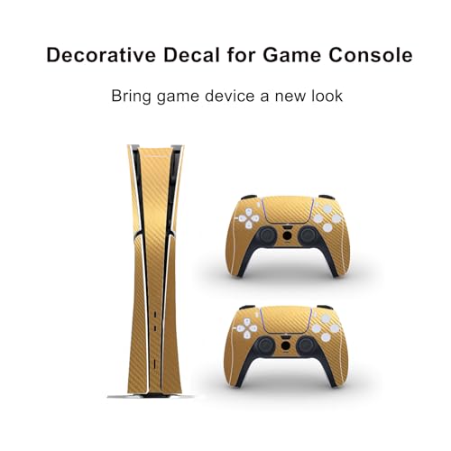 Skin Sticker Compatible with PS5 Slim Digital Console Controller (Gold) | Protective Decal Cover, Game Device Vinyl - color: Gold