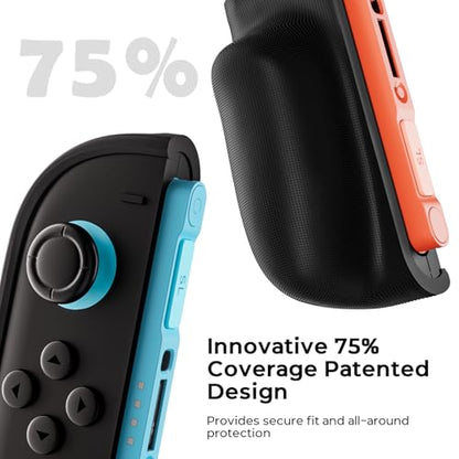COOWPS P2 Dockable Split Protective Case for Nintendo Switch 2, with Comfort Non-Slip Ergonomic Grip, Magnetic Ring Design & Stable Kickstand, Hard Shell Military-Grade Protection Switch 2 Grip Cover - color: Dark Black