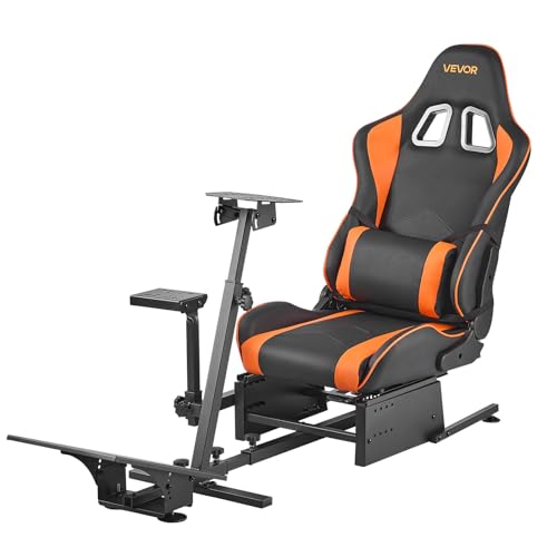 VEVOR Racing Wheel Stand, Heavy-Duty Simulator Cockpit Steering Wheel Stand, Fit Logitech G25, G27, G29, G920, G923, Thrustmaster T300RS, TX F458, T500RS, T3PA-PRO (F1/GT) and CSR Pedals - size: Single-Track Arm Cockpit