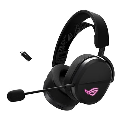 ASUS ROG Pelta Wireless Gaming Headset with Detachable Mic – Tri-Mode (BT, 2.4GHz, USB-C) 50mm Titanium-Plated Drivers, 70Hr Battery, Ergonomic, Lightweight, for PC, PS5, PS4, Switch, Mobile - Black - color: Black