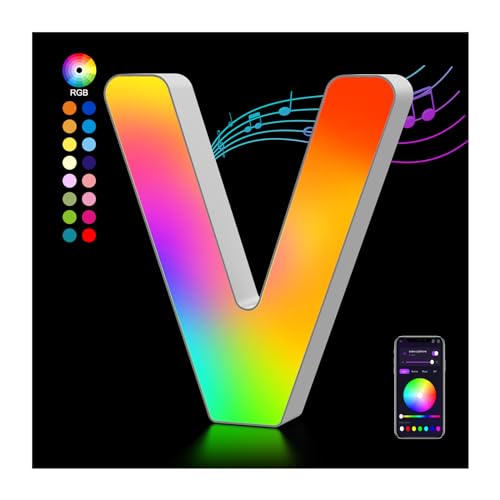 OJQ Light Up Letters LED Letter Room Decor Wall Decor Living Room Gifts | Boyfriend Home Decor Living Room Christmas Birthday Gifts for Girl Teen Girls Gifts Party Home Wall Decor-V - style: Letter-V
