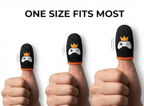 King of The Game - Improved Materials Gaming Finger Sleeves (6 Pack) for Touch Screens and Controllers. Skin-Protective, Ultra-Sensitive, Sweat-Resistant, Breathable and Stretchable. (Orange) - color: Orange
