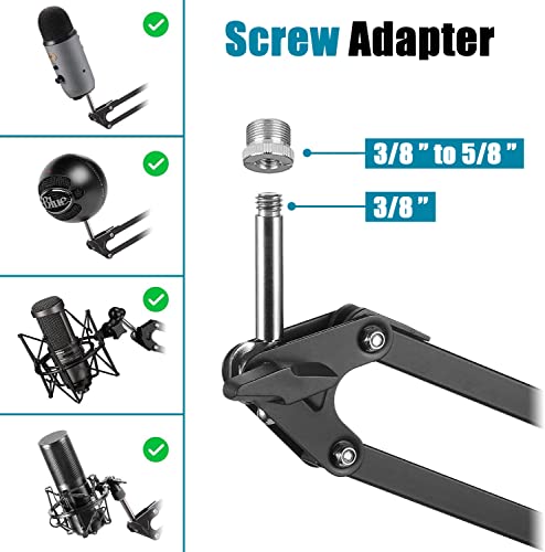 GLEAM Boom Arm Microphone Mic Stand for Blue Yeti HyperX QuadCast SoloCast Snowball Fifine Shure SM7B and other Mic, Medium