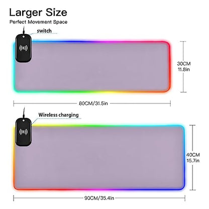 Light Violet RGB Gaming Mouse Pad, Large Mousepad with 14 Lighting Modes, Big Mouse Mat LED Extended Mouse Pad Anti-Slip, Computer Keyboard Mousepad Mat 31.5 x 11.8 Inch - color: Light Violet, size: XX-Large 31.5x11.8in
