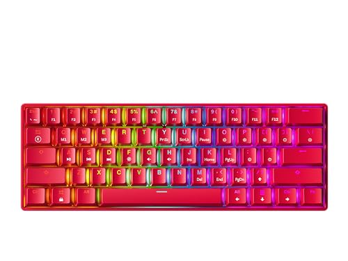GK61 Mechanical Gaming Keyboard - 61 Keys Multi Color RGB Illuminated LED Backlit Wired Programmable for PC/Mac Gamer (Gateron Optical Black, Red) - color: Red, size: Gateron Optical Black