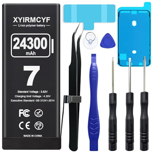 XYIRMCYF 24300mAh Super Capacity Battery Compatible with iPhone 7/7G, 0 Cycle Li-Polymer Replacement Battery for iPhone 7/7G, with Professional Repair Tool Kit - color: 7-24300