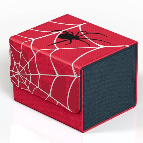 Kabinka MTG Deck Box, Card Deck Box Fits 120+ Single Sleeved Cards, Premium Embossed Design Leather TCG Deck Box with Magnetic Closure, Card Storage Box for MTG, TCG, PTCG, Sports Cards (Red & Black) - color: Red/Black, size: 3D Hot Stamping